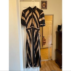 Zara Maxi Dress Black & Gold Striped